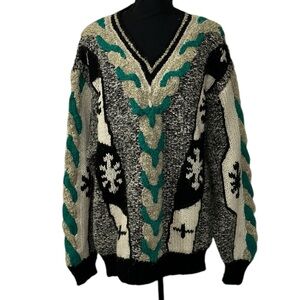 Novo Vintage Men’s V-neck  Wool Blend Pull over  Sweater(Size Large)